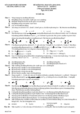 Đề kiểm tra học kì 1 (2014-2015) môn Vật lý  Khối 12 (thời gian làm bài 60 phút)